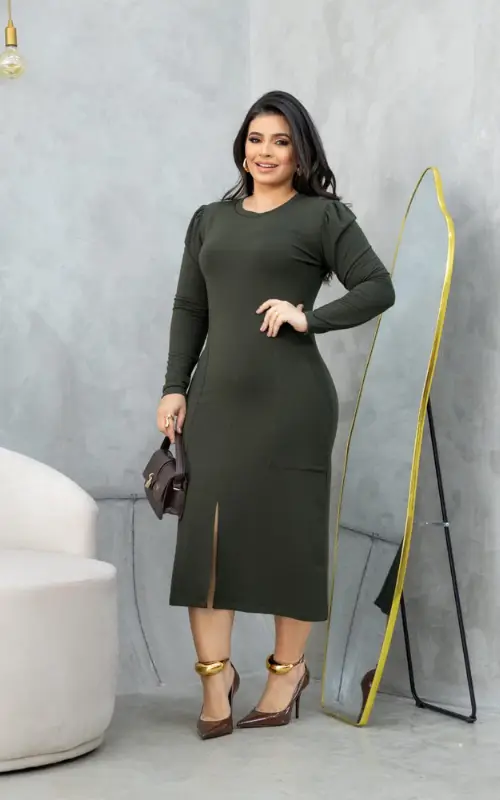 Vestido Raquel Vestido Raquel Midi Verde Militar