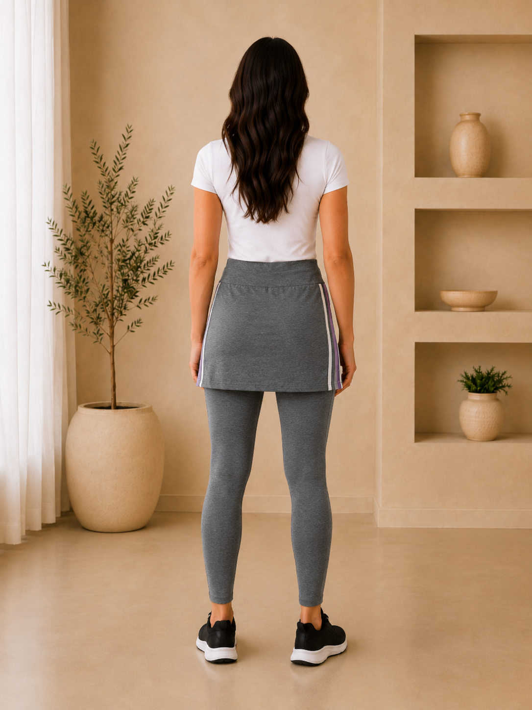 Fitness Reta Listra Branca E Lilas - Imagem 2