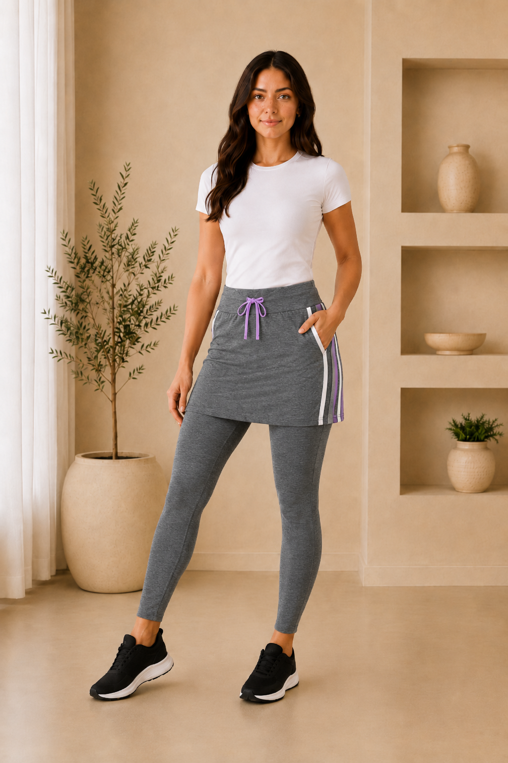 Fitness Reta Listra Branca E Lilas